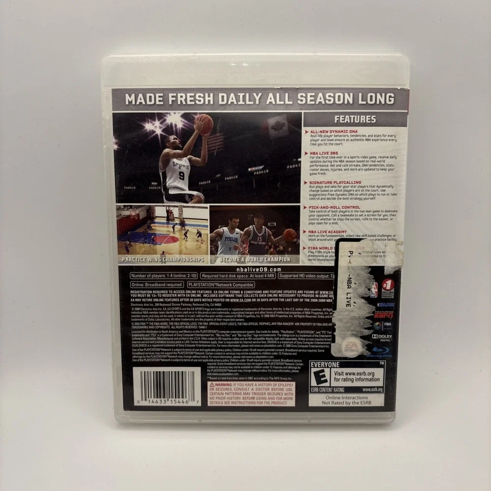 NBA Live 09 Sony PlayStation 3 PS3 Basketball Video Game Sports Simulation Game
